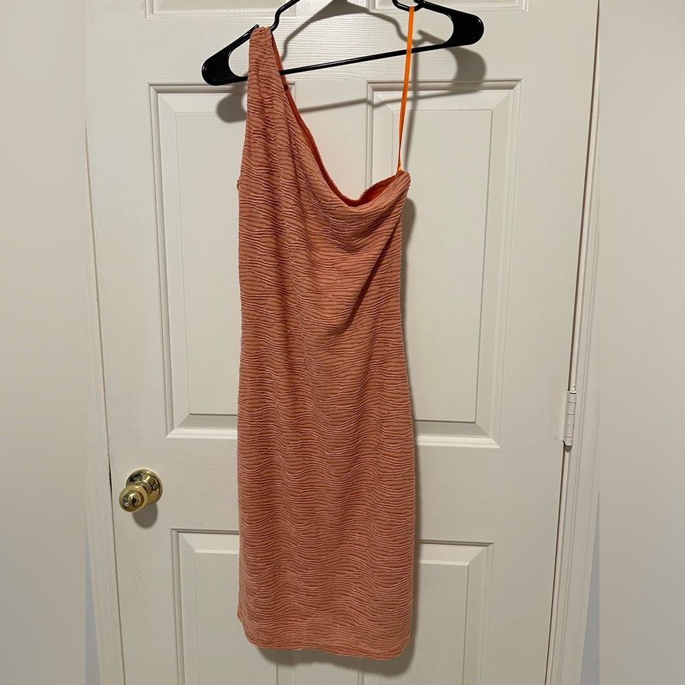 Walter Baker Orange One Shoulder Dress, Size Medium